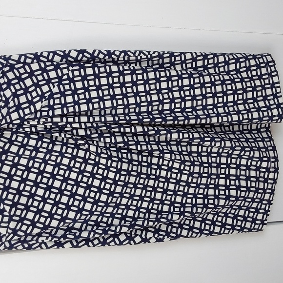 Lauren Ralph Lauren Navy White Geometric Knee length Dress Edgy MOD Sz.16 - Picture 4 of 10